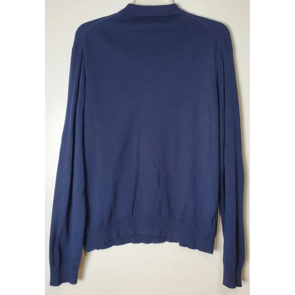 Vintage Polo Ralph Lauren Pima Cotton Italian Yarn Mens Medium Navy Blue Sweater